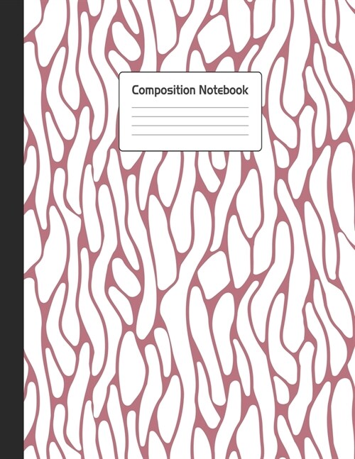 Composition Notebook: White Black Brindle Pattern Notepad For School or Work. 8.5 x 11 Line College Ruled Journal With Soft Matte Cover. (Paperback)