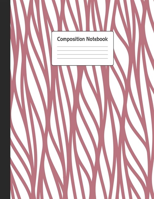 Composition Notebook: Stylish Rose Gold Black Curved Line Pattern.Notepad For School or Work. 8.5 x 11 Line Wide Ruled Journal With Soft Mat (Paperback)