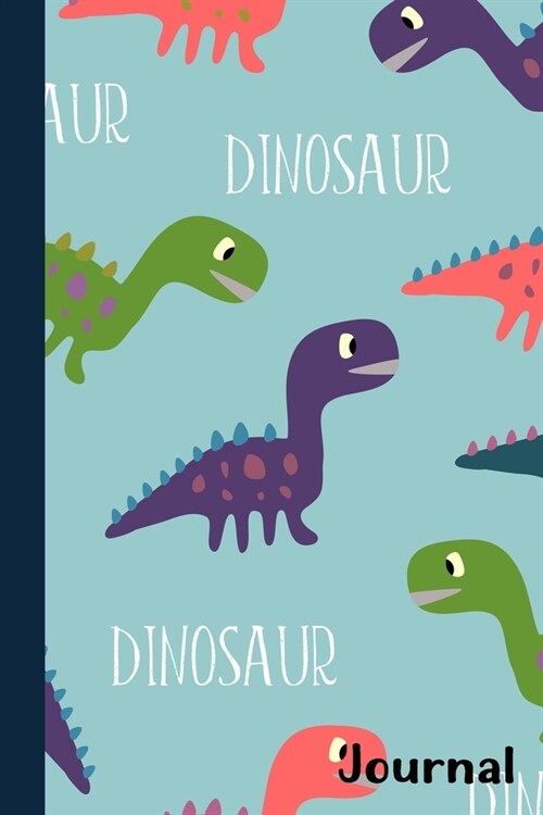 Journal: Blue Dinosaur Pattern Notebook For Kids, Blue Prehistoric Creatures Diary (Paperback)