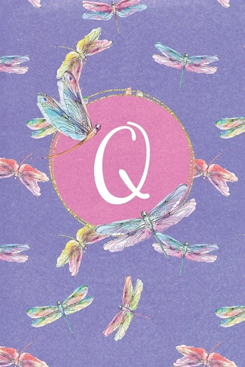 Q: Dragonfly Journal, personalized monogram initial Q blank lined notebook - Decorated interior pages with dragonflies (Paperback)