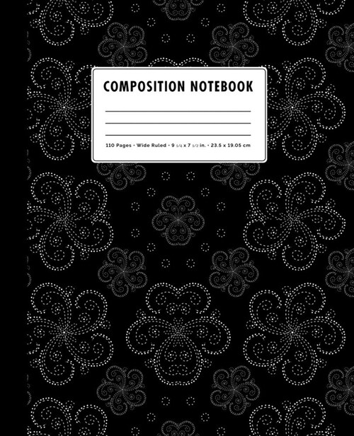 Composition Notebook: Black + White Dotted Mandalas Wide Ruled (Paperback)