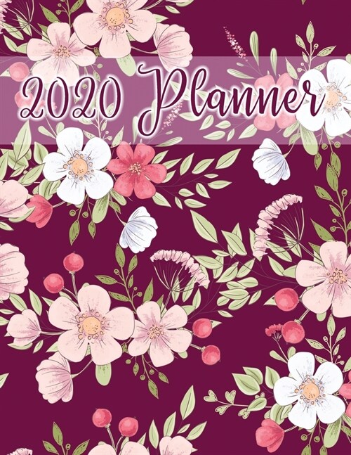 2020 Planner: Calendar, Monthly Planner & Daily Planner, Year In Pixels For Mood Tracking, Notes - Purple Floral (Paperback)