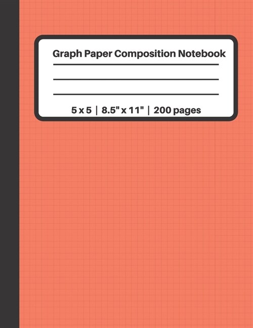 Graph Paper Composition Notebook 5 x 5 - 8.5 x 11 - 200 pages: Grid Paper, 5 Squares per Inch, 200 Numbered Pages, 100 Sheets, Red (Paperback)