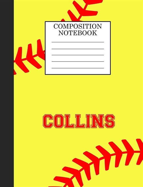 Collins Composition Notebook: Softball Composition Notebook Wide Ruled Paper for Girls Teens Journal for School Supplies - 110 pages 7.44x9.269 (Paperback)