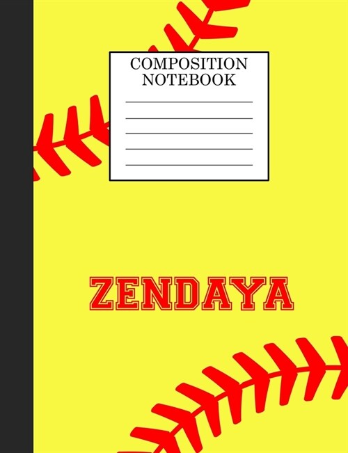Zendaya Composition Notebook: Softball Composition Notebook Wide Ruled Paper for Girls Teens Journal for School Supplies - 110 pages 7.44x9.269 (Paperback)