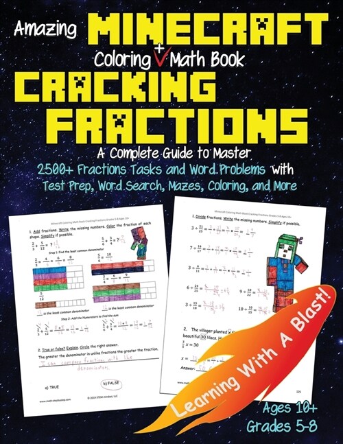 Minecraft Coloring Math Book Cracking Fractions Grades 5-8 Ages 9-12 (Paperback)