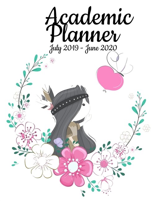 Academic Planner July 2019- June 2020: Simple Large & Unique Contemporary White Floral Designed Organizer With Weekly/Monthly Planner Pages - Collecti (Paperback)