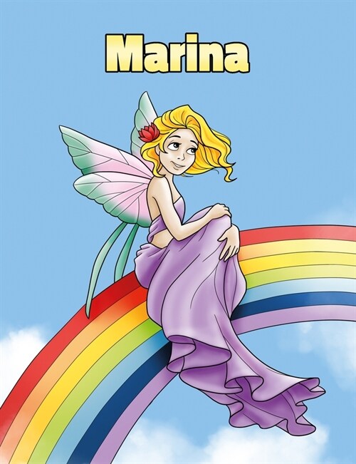 Marina: Personalized Composition Notebook - Wide Ruled (Lined) Journal. Rainbow Fairy Cartoon Cover. For Grade Students, Eleme (Paperback)