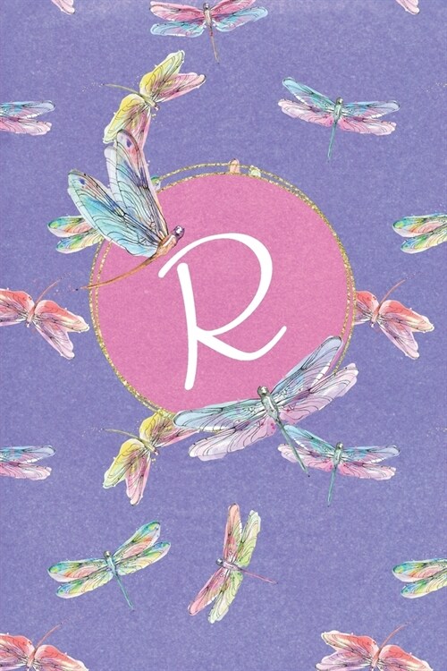 R: Dragonfly Journal, personalized monogram initial R blank lined notebook - Decorated interior pages with dragonflies (Paperback)