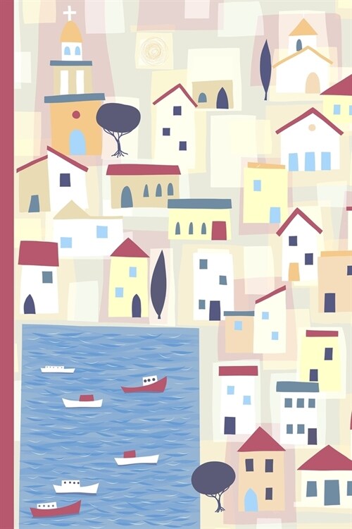 Notes: A Blank Lined Journal with Halki, Greece Townscape Cover Art (Paperback)