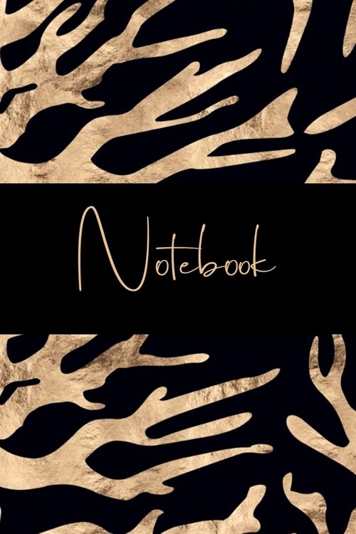 Notebook: College Ruled Journal to write in, Black and Gold, abstract Coral Cover Design (Paperback)