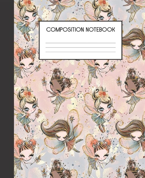 Composition Notebook: Fairy Garden Fairies Fae Autumn Wide Ruled Notebook - Lined Journal - 100 Pages - 7.5 x 9.25 - Children Kids Girls Te (Paperback)