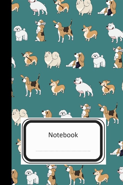 Notebook: Dogs Green Composition notebook, Journal, Diary (110 Pages, Blank, Unlined, 6 x 9) (Paperback)