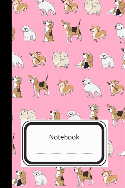 Notebook: Dogs Pink Composition notebook, Journal, Diary (110 Pages, Blank, Unlined, 6 x 9) (Paperback)