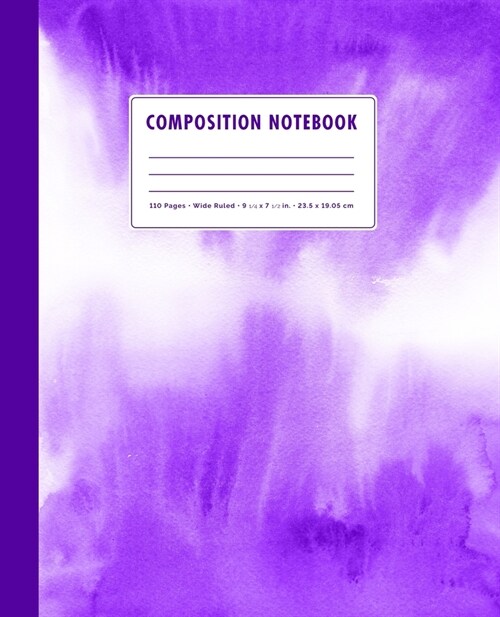 Composition Notebook: Violet Purple Watercolor Ombre Cover Wide Ruled (Paperback)