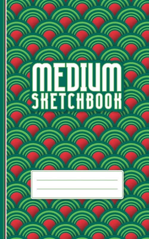 Medium Sketchbook: For Sketching & Drawing / Size: 5 x 8 / 100 Blank Unlined Pages / 50 Leaves: Modern Japanese inspired wave pattern C (Paperback)