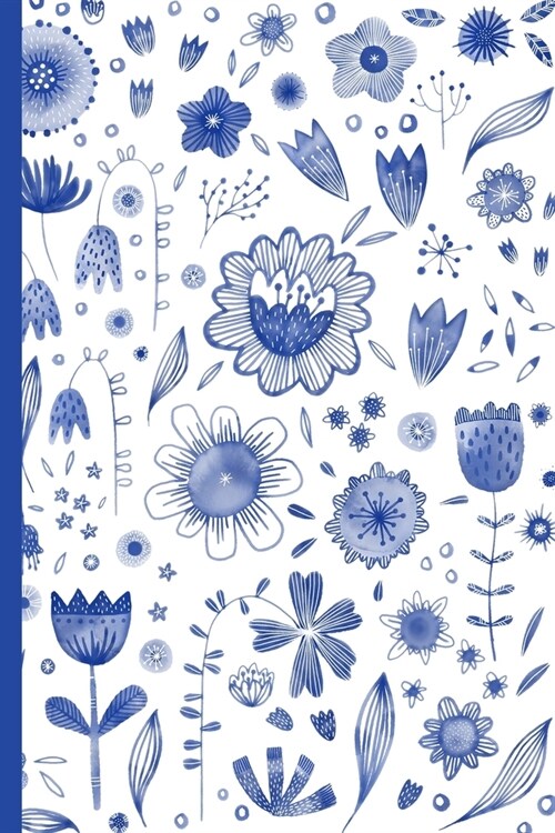 Notes: A Blank Sheet Music Notebook with Blue Watercolor Flowers Pattern Cover Art (Paperback)