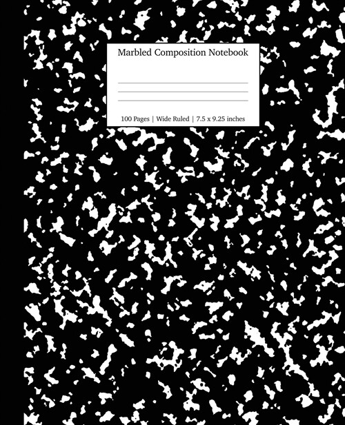 Marbled Composition Notebook: Black Marble Wide Ruled Paper Subject Book (Paperback)