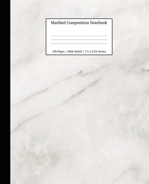 Marbled Composition Notebook: White Marble Paper - Wide Ruled Notebook/Journal Paper (Paperback)