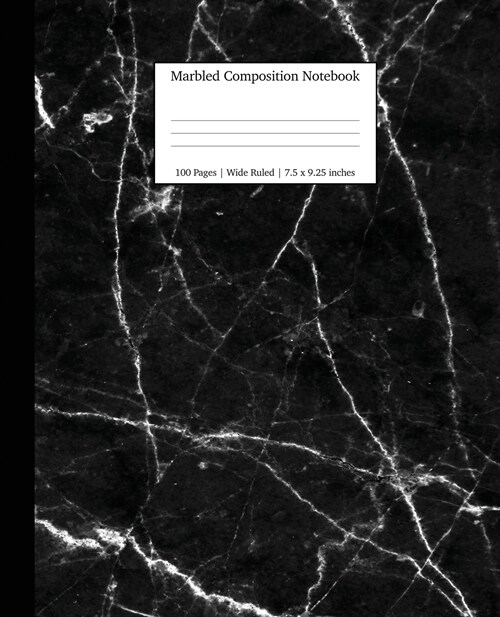 Marbled Composition Notebook: Black Marble Paper - Wide Ruled Notebook/Journal Paper (Paperback)