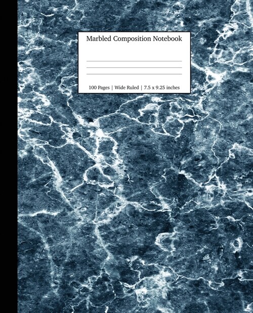 Marbled Composition Notebook: Blue Marble Paper - Wide Ruled Notebook/Journal Paper (Paperback)