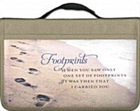 Footprints Canvas Khaki Large Book and Bible Cover (Other)