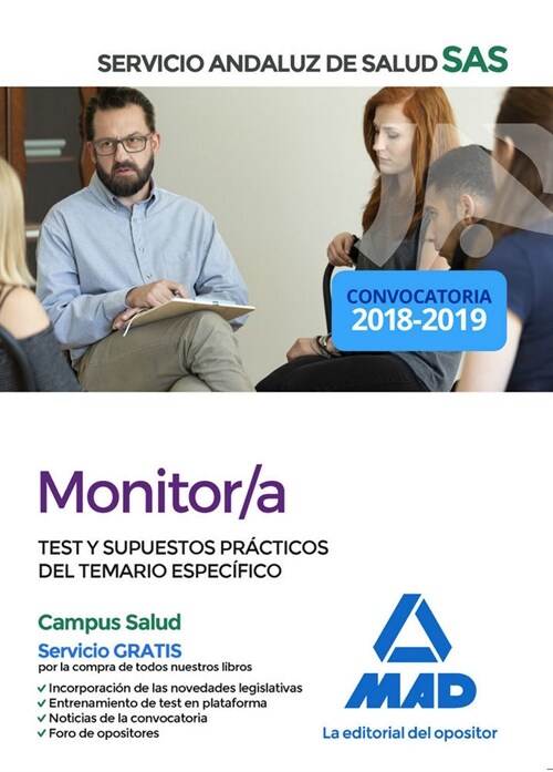 MONITOR/A SERVICIO ANDALUZ SALUD TEST Y SUPUESTOS PRACTICOS (Paperback)