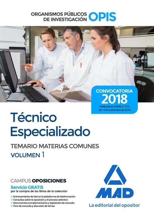 TECNICO ESPECIALIZADO ORGANISMO PUBLICO INVESTIGACION VOL 1 (Paperback)