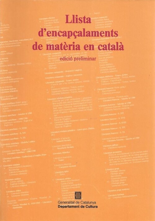 LLISTA DENCAPCALAMENTS DE MATERIA EN CATALA (Book)