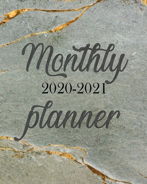 Monthly Planner 2020-2021: Marble Stone 24 Months Academic Schedule With Insporational Quotes And Holiday. (Paperback)
