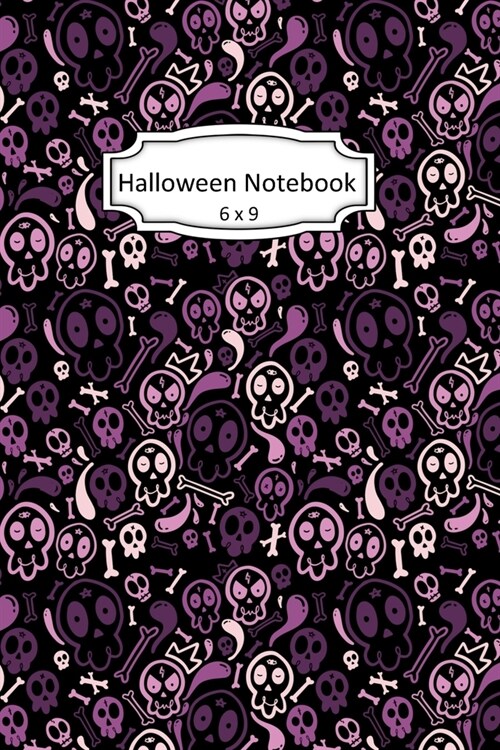 Halloween Notebook: Skull and Cross Bones Clip Art Images on 6 x 9 Blank Lined Softcover Journal for Notes, Halloween Gift Design Cover No (Paperback)