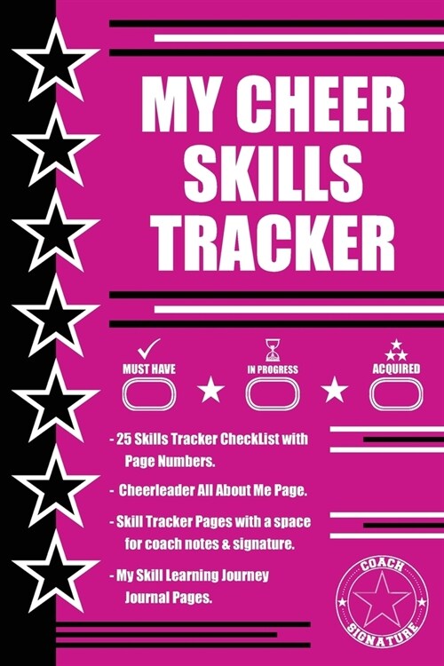 My Cheer Skills Tracker: Cheer Coach and Cheerleader Cheer Skill Tracker and Journal - Black Pink Cover (Paperback)