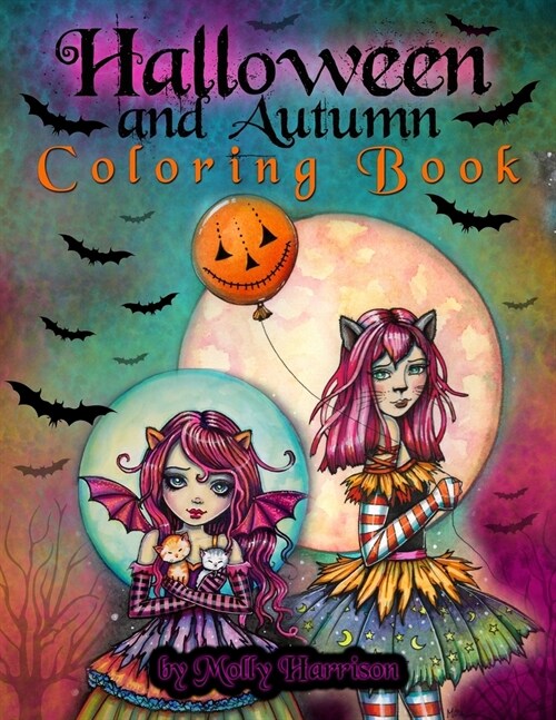 Halloween and Autumn Coloring Book by Molly Harrison: A Halloween coloring book featuring 25 pages of line art to color! Witches, Vampires, and More! (Paperback)