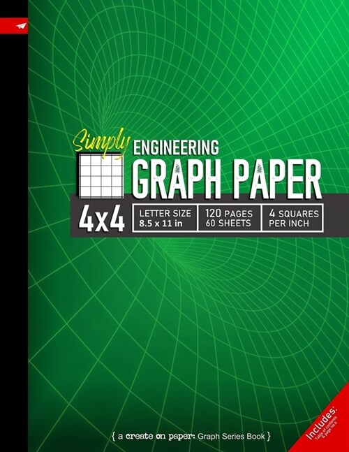 Simply 4x4 Graph Paper: Engineering Style Grid line ruled Composition Notebook, 8.5x 11in (Letter size), 120pages, 4 squares per inch (Paperback)