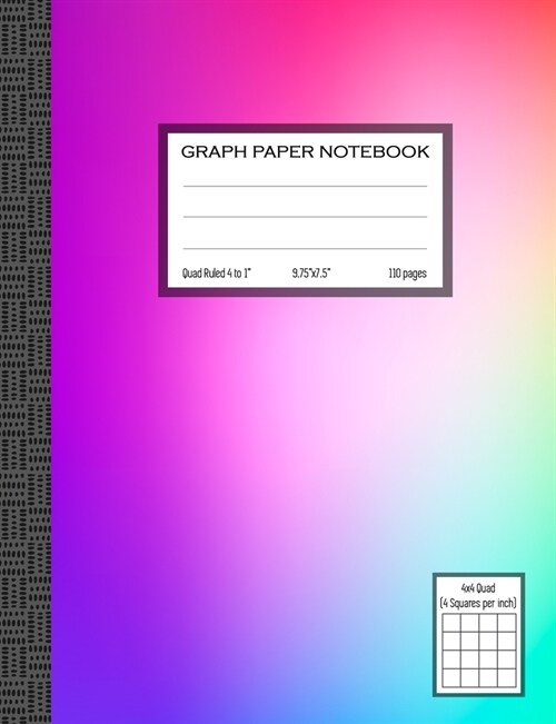 Quad Ruled Graph Paper Notebook, 4x4 Quad: Classic Graph Paper Notebook Quad Ruled 4 Squares Per Inch (Paperback)