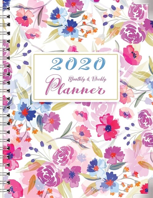 2020 Monthly and Weekly Planner: One Year Monthly and Weekly View with Calendar - To Do List - Password Log - Notes - with Light Pink and Purple Flora (Paperback)