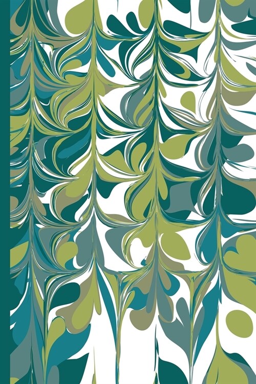 Notes: A Blank Lined Journal with Jungle Reflections Green Marbled Absract Cover Art (Paperback)