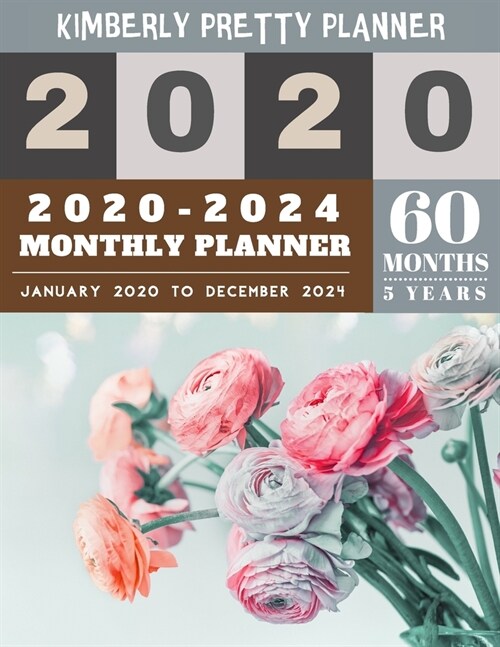 2020-2024 monthly planner: five year planner 2020-2024 5 Year Planner for 60 Months with internet record page floral art design (Paperback)