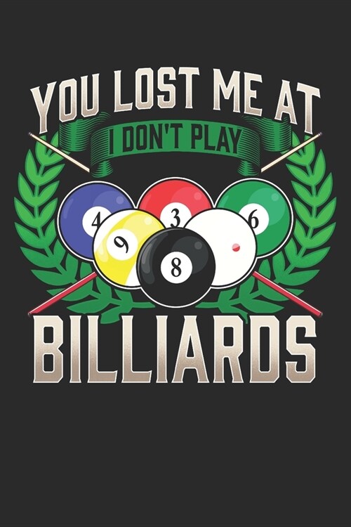You Lost Me at I Dont Play Billiards: Notizbuch A5 Liniert Lustig Geschenk Tagebuch Journal Buch Snooker Pool Billard (Paperback)