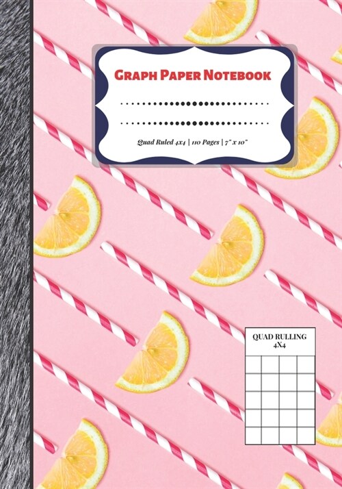 Graph Paper Notebook: Quad Ruled 4x4 - 110 Pages - 7 x 10 Squared Graphing Paper * Blank Notebook * Grid Paper * Softback ...(Composition (Paperback)