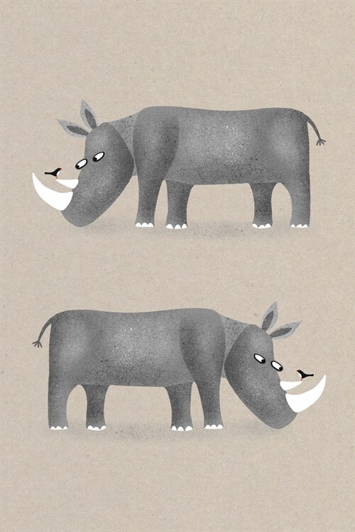 Notes: A Blank Lined Journal with Cute Rhino Cover Art (Paperback)