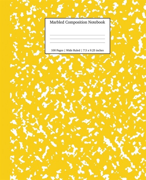 Marbled Composition Notebook: Yellow Marble Wide Ruled Paper Subject Book (Paperback)