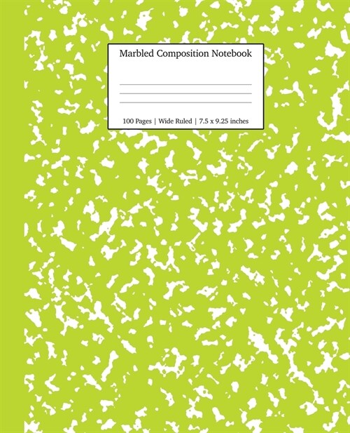 Marbled Composition Notebook: Green Marble Wide Ruled Paper Subject Book (Paperback)
