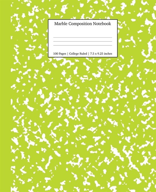 Marble Composition Notebook College Ruled: Green Marble Notebooks, School Supplies, Notebooks for School (Paperback)