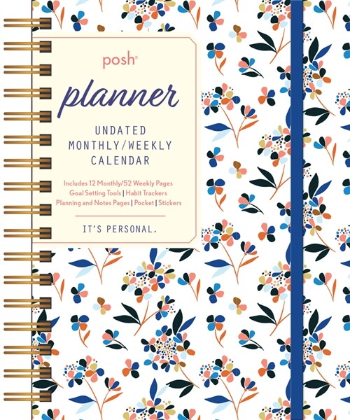 Posh: Planner Undated Monthly/Weekly Calendar: White Tossed Floral (Desk)