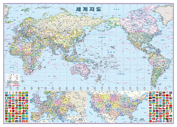 세계지도 (코팅 원지/부착용) : 단면(축척 1:38,000,000)