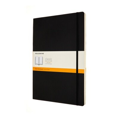 Moleskine Classic Ruled Paper Notebook, Soft Cover and Elastic Closure Journal, Size A4 21 x 29.7 cm - Black Colour