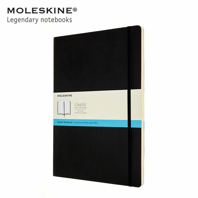 Moleskine Classic Dotted Paper Notebook, Soft Cover and Elastic Closure Journal, Size A4 21 x 29.7 cm - Black Colour