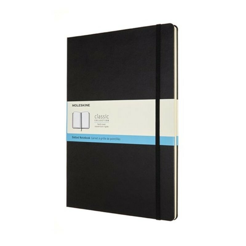 Moleskine Classic Dotted Paper Notebook, Hard Cover and Elastic Closure Journal, Size A4 21 x 29.7 cm - Black Colour