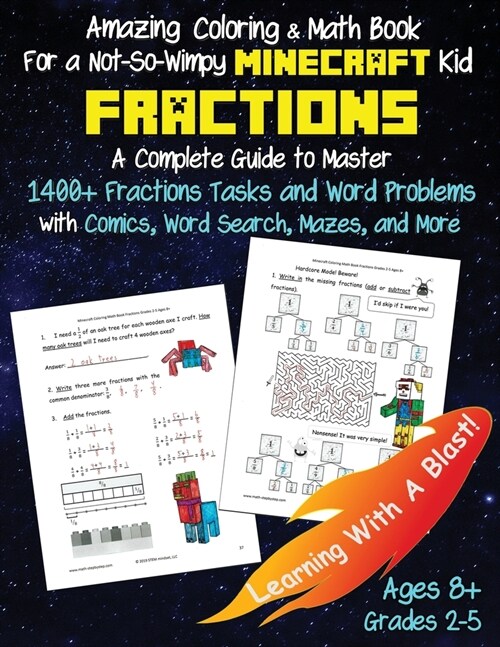 Minecraft Coloring Math Book Fractions Grades 2-5 Ages 6-8 (Paperback, 2)